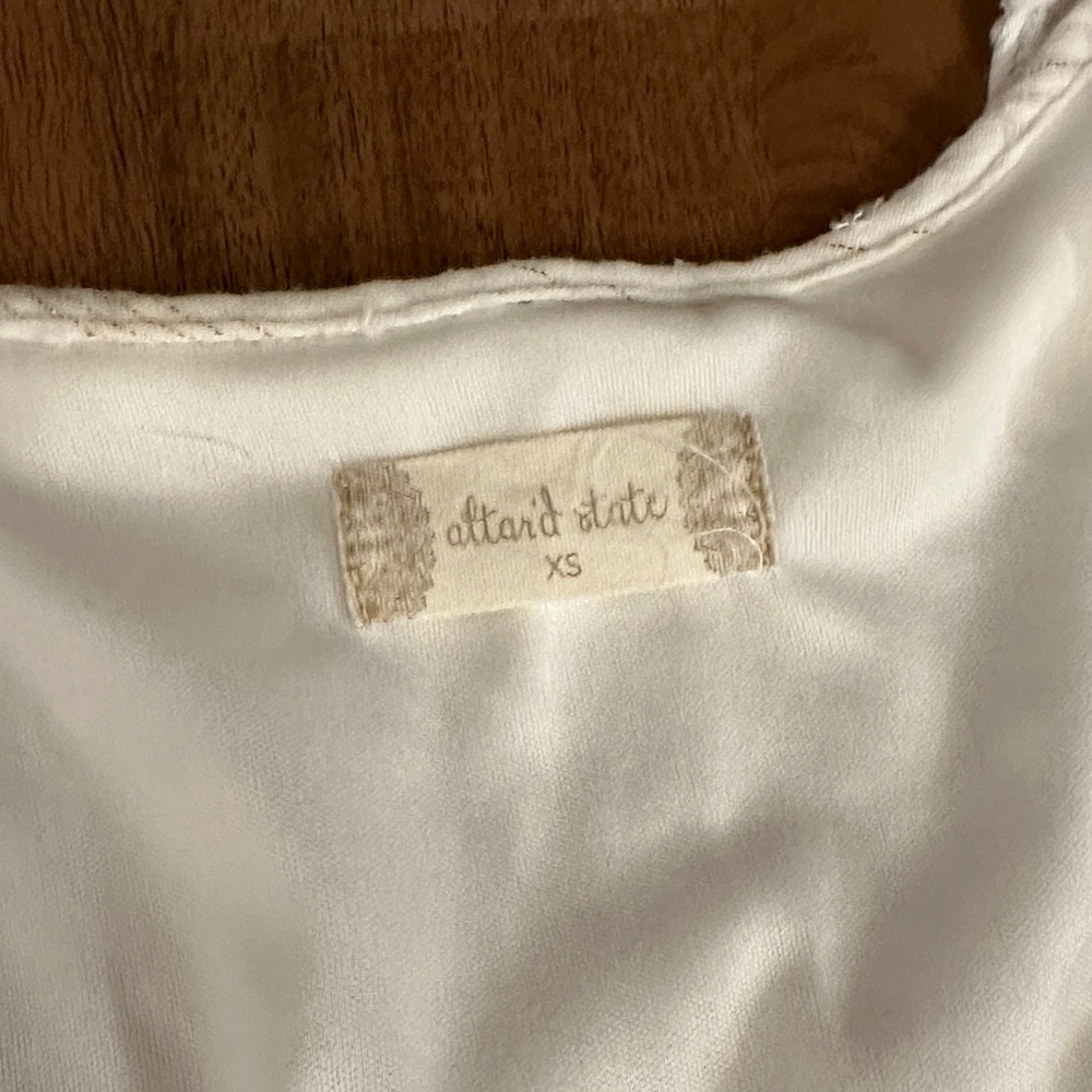 Altar’d State White Flowy Mini Dress Gold Flecks XS - Picture 2 of 4